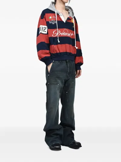Protocol Index Washed-effect Carpenter Bootcut Jeans In Blue
