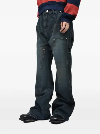 Protocol Index Washed-effect Carpenter Bootcut Jeans In Blue