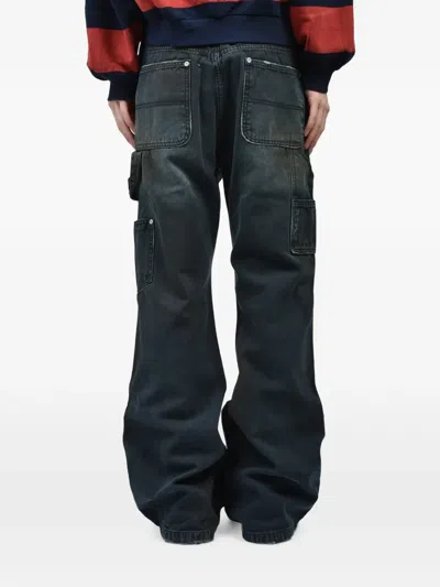 Protocol Index Washed-effect Carpenter Bootcut Jeans In Blue