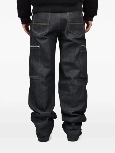 Matthew Williamson Raw Zip-pocket Cargo Pants In Blue