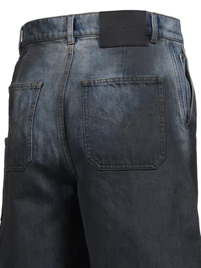 Feng Chen Wang Gradient-effect Denim Shorts In Blue