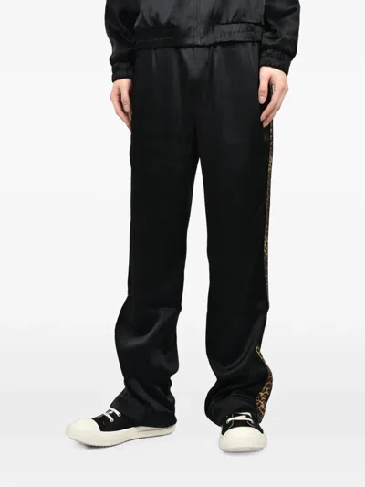 Ernest W Baker Leopard-stripe Track Pants In Black