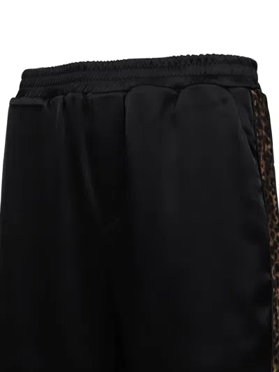 Ernest W Baker Leopard-stripe Track Pants In Black
