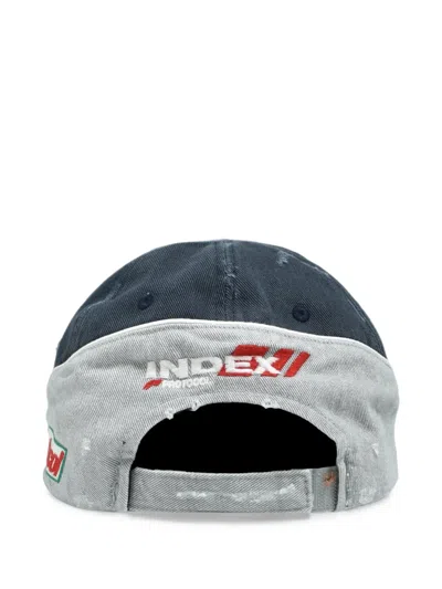 Protocol Index Distressed-effect Baseball Cap In Blue