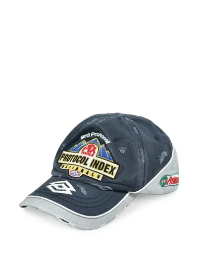Protocol Index Distressed-effect Baseball Cap In Blue
