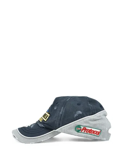 Protocol Index Distressed-effect Baseball Cap In Blue
