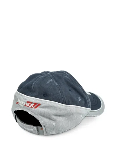Protocol Index Distressed-effect Baseball Cap In Blue