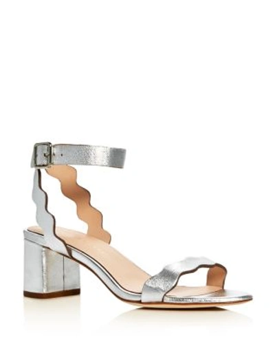 Shop Loeffler Randall Emi Metallic Ankle Strap Block Heel Sandals In Silver