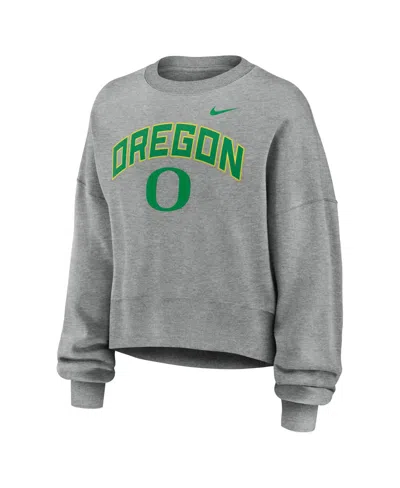 Nike Women's Heather Gray Oregon Ducks Oversized Phoenix Arch Pullover Sweatshirt In Gray