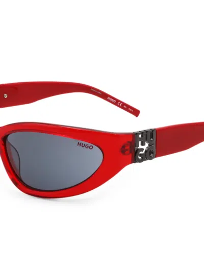 Hugo Boss Red-acetate Optical Frames With 3d Monogram In Red