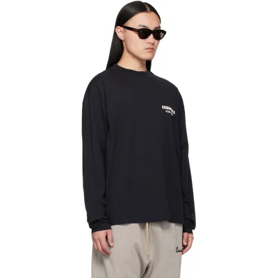 Essentials Logo-print Long-sleeve T-shirt In Vintage Black / Whit