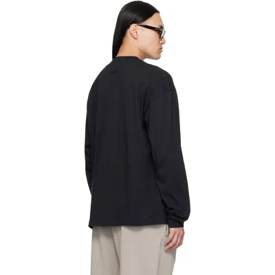 Essentials Logo-print Long-sleeve T-shirt In Vintage Black / Whit