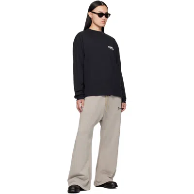 Essentials Logo-print Long-sleeve T-shirt In Vintage Black / Whit