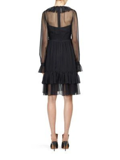 Shop Givenchy Long Sleeve Ruffle Dress In Black