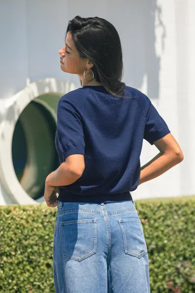 Cupshe Sentimental Navy Sweater In Blue