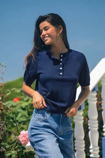 Cupshe Sentimental Navy Sweater In Blue