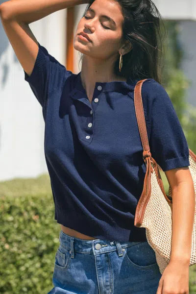 Cupshe Sentimental Navy Sweater In Blue