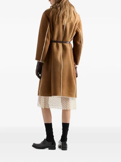 Prada Shearling Coat In Multi