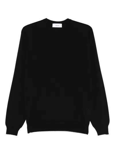Lardini Classic Virgin Wool Crew Neck Sweater In Black
