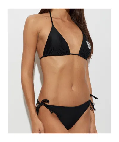 Moschino Barcode-print Triangle Bikini Top In Black