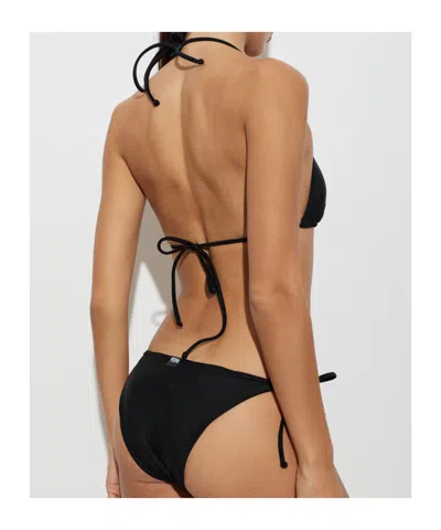 Moschino Barcode-print Triangle Bikini Top In Black