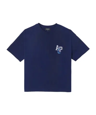 A.p.c. Logo-print T-shirt In Blue