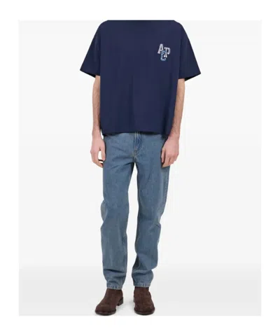 A.p.c. Logo-print T-shirt In Blue