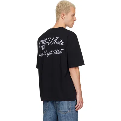 Off-white Crew-neck Cotton T-shirt With Contrasting Logo In Black