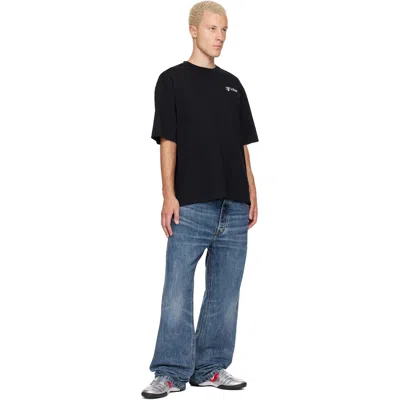 Off-white Crew-neck Cotton T-shirt With Contrasting Logo In Black