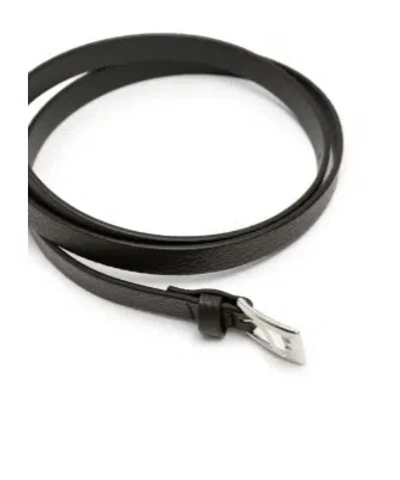 P.a.r.o.s.h Pebbled Leather Belt In Black
