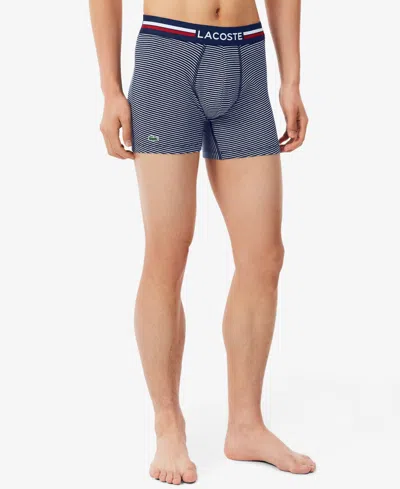 Lacoste Long Stretch Cotton Jersey Boxer Brief 3-pack In Multi