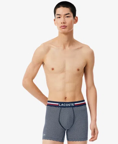 Lacoste Long Stretch Cotton Jersey Boxer Brief 3-pack In Multi