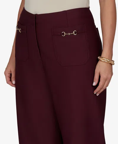 Ruby Rd. Plus Size Solid Pique Wide-leg Pull-on Pants In Burgundy