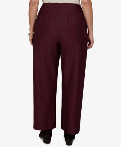 Ruby Rd. Plus Size Solid Pique Wide-leg Pull-on Pants In Burgundy