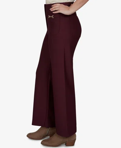 Ruby Rd. Petite Solid Pique Wide Leg Pull-on Pants In Burgundy