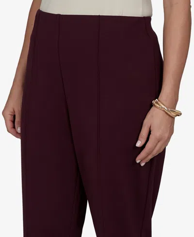 Ruby Rd. Plus Size Mid-rise Pull-on Ponte Pants In Burgundy