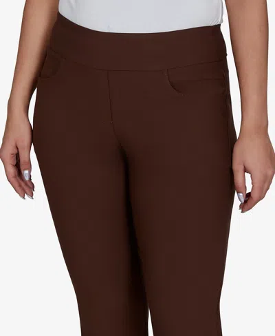 Ruby Rd. Petite Alt Silky Ankle Pull-on Pants In Brown