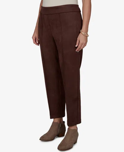 Ruby Rd. Plus Size Pull-on Scuba Cropped & Ankle Pants In Brown