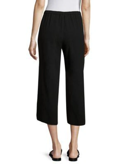 Shop Eileen Fisher System Cropped Silk Straight-leg Trousers In Black