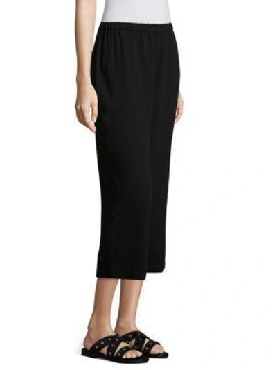 Shop Eileen Fisher System Cropped Silk Straight-leg Pants In Black