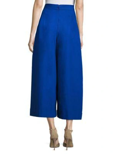 Shop Delpozo Solid Cropped Pants In Klein Blue