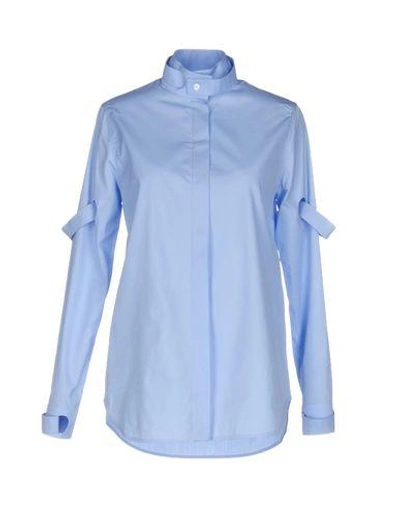 Shop Courrèges Solid Color Shirts & Blouses In Sky Blue