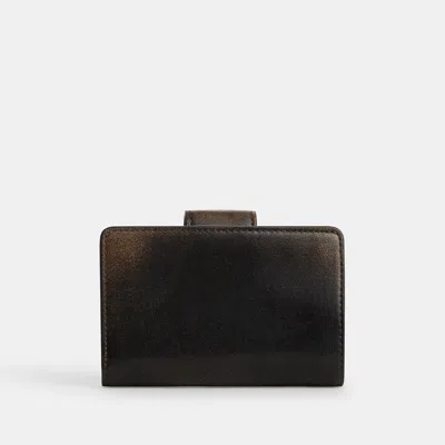 Coach Outlet Medium Corner Zip Wallet In Loved Leather In Silver/black Brown