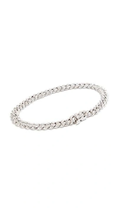 Shop Shay 18k White Gold Mini Pave Link Bracelet In White Gold/white Diamonds