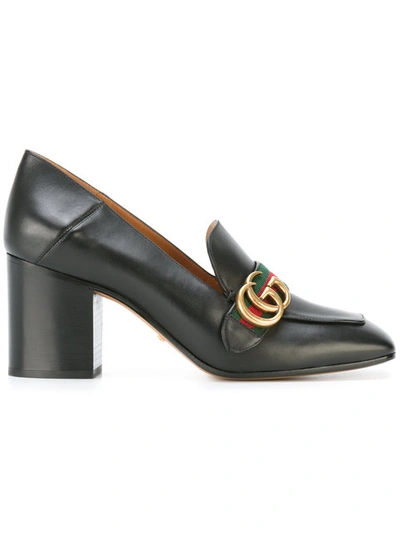 Gucci Leather Mid-heel Loafers In Green