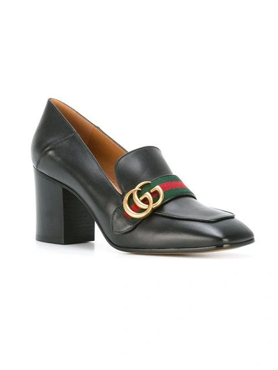 Gucci Leather Mid-heel Loafers In Green | ModeSens