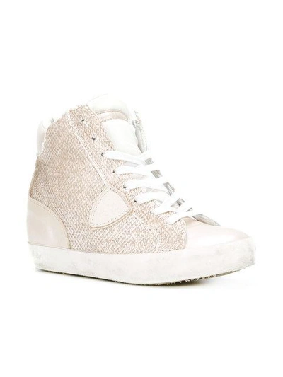 Shop Philippe Model Metallic Hi-top Sneakers In Neutrals