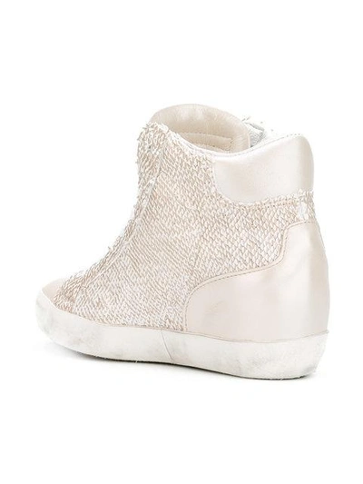 Shop Philippe Model Metallic Hi-top Sneakers In Neutrals