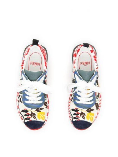 Shop Fendi Running Sneakers In Mlc+fia Bia+os Bl+la|bianco