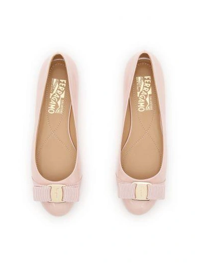 Shop Ferragamo Soft Patent Varina Ballerinas In Bonbon|rosa